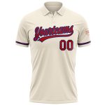 Personalized Red-Royal Performance Vapor Golf Polo Shirt - Custom Cream Color Personalized Cream Red-Royal Performance Vapor