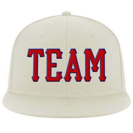 Custom cream, red and royal snapback hat