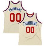 Personalized Red-Royal Basketball Jersey - Cream Throwback Style 3 Personalized Cream Red-Royal Throwback Basketball Jersey