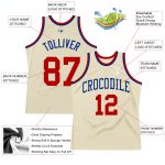 Personalized Red-Royal Basketball Jersey - Cream Throwback Style 3 Personalized Cream Red-Royal Throwback Basketball Jersey