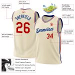 Personalized Red-Royal Cream Throwback Basketball Jersey for Men - Size 4 Personalized Cream Red-Royal Throwback Basketball