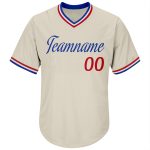 Personalized Red Royal Cream Throwback Rib Knit Baseball Jersey Shirt 2 Personalized Cream Red-Royal Throwback Rib-Knit Baseball