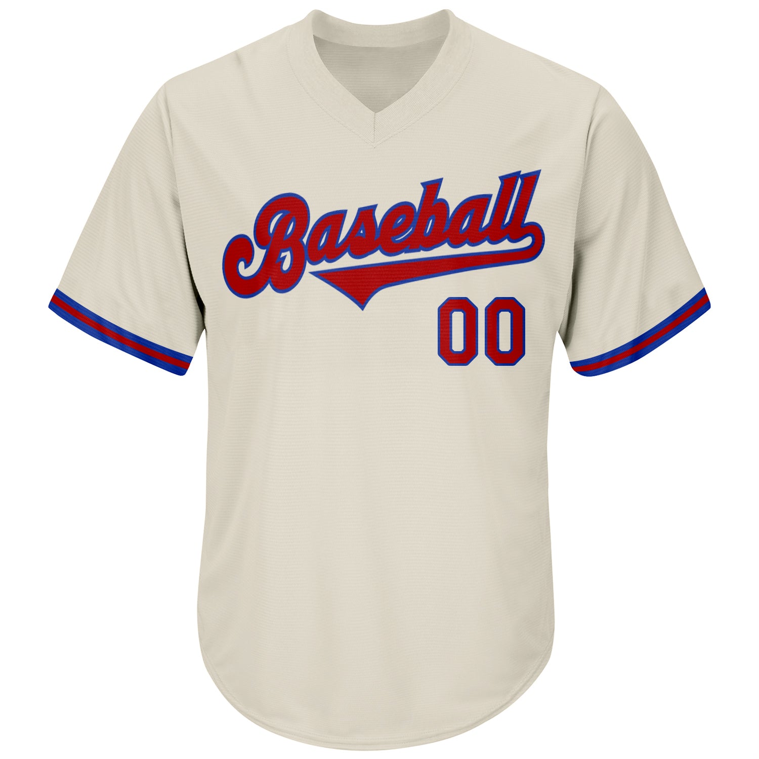 Custom Red-Royal Rib-Knit Baseball Jersey Shirt - Personalized Throwback Design Personalized Cream Red-Royal Throwback Rib-Knit - Image 2