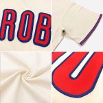 Custom Red-Royal Rib-Knit Baseball Jersey Shirt - Personalized Throwback Design Personalized Cream Red-Royal Throwback Rib-Knit