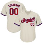 Custom Red-Royal Rib-Knit Baseball Jersey Shirt - Personalized Throwback Design Personalized Cream Red-Royal Throwback Rib-Knit