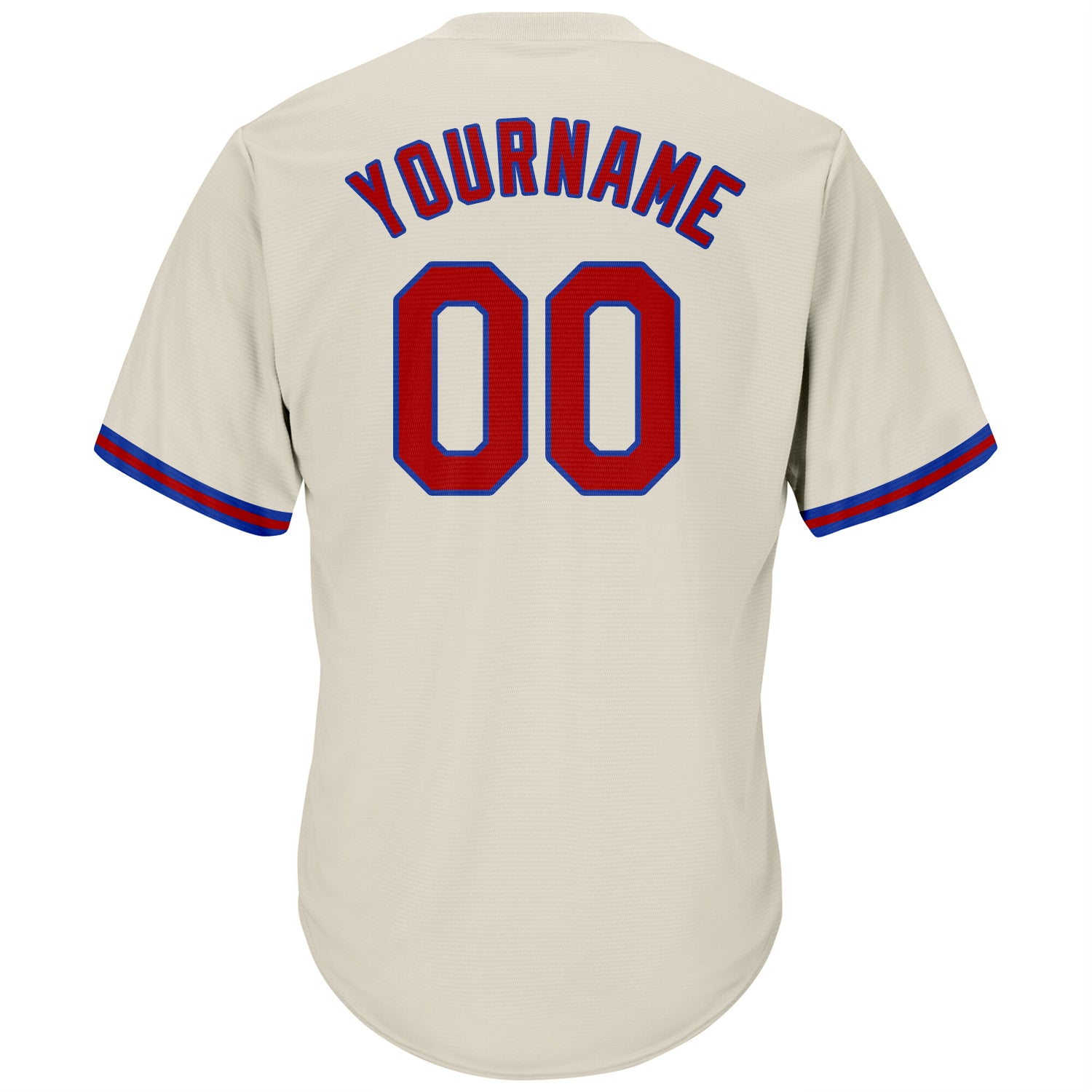Custom Red-Royal Rib-Knit Baseball Jersey Shirt - Personalized Throwback Design Personalized Cream Red-Royal Throwback Rib-Knit - Image 3