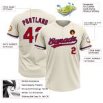 Personalized Unisex Softball Jersey - Cream Red-Royal Two-Button Design Personalized Cream Red-Royal Two-Button Unisex Softball