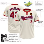 Personalized Red-Royal Two-Button Unisex Softball Jersey - Custom Cream Design Personalized Cream Red-Royal Two-Button Unisex