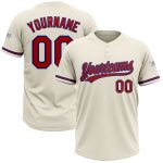 Personalized Unisex Two-Button Softball Jersey in Cream Red-Royal Color Personalized Cream Red-Royal Two-Button Unisex Softball