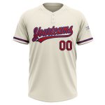 Personalized Unisex Two-Button Softball Jersey in Cream Red-Royal Color Personalized Cream Red-Royal Two-Button Unisex Softball