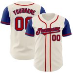 Personalized Red Royal Two Tone Baseball Jersey - Custom Cream Color Personalized Cream Red-Royal Two Tone Baseball Jersey