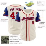 Personalized Red Royal Two Tone Baseball Jersey - Custom Cream Color Personalized Cream Red-Royal Two Tone Baseball Jersey