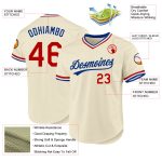 Personalized Red Cream Baseball Jersey - Royal White Throwback Style Personalized Cream Red Royal-White Throwback Baseball
