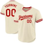 Custom Name Number Authentic Throwback Baseball Jersey Cream Red-White Personalized Team укrunning Personalized Cream Red-White