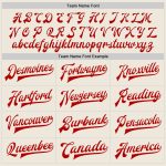 Personalized Red White Cream Varsity Letterman Bomber Jacket Full-Snap Personalized Cream Red-White Bomber Full-Snap Varsity