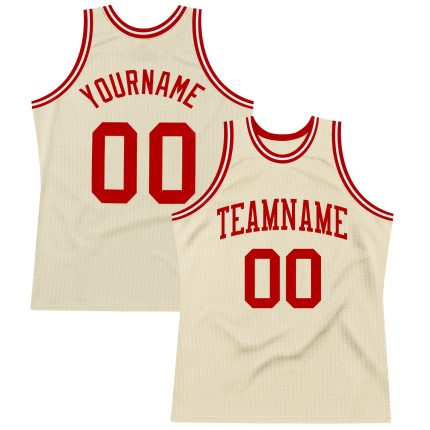 Custom Cream Red White Basketball Jersey - Personalized Retro Style Personalized Cream Red-White Throwback Basketball Jersey