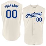 Custom Name and Number Personalized Cream Royal Sleeveless Baseball Jersey - Team Gear Personalized Cream Royal Authentic