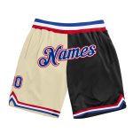 Personalized Cream Black Basketball Shorts | Fashion Split Design for Ultimate Style Personalized Cream Royal-Black Throwback
