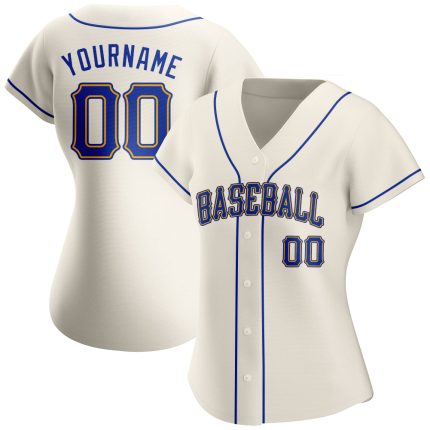 Custom Cream and Royal Gold Authentic Baseball Jersey - Personalized Sports Apparel Personalized Cream Royal-Gold Authentic