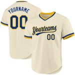 Custom Name and Number Personalized Cream Royal-Gold Baseball Jersey - Authentic Throwback Team Jersey Personalized Cream