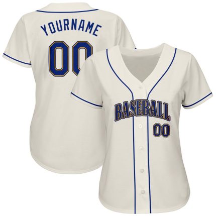 Personalized Royal Gold Baseball Jersey for Men and Women - Custom Cream Jersey Personalized Cream Royal-Gold Baseball Jersey