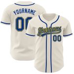 Personalized Royal Gold Baseball Jersey - Custom Cream Jersey for Adults Personalized Cream Royal-Gold Baseball Jersey 4