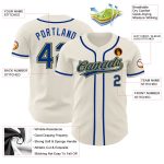 Personalized Royal Gold Baseball Jersey - Custom Cream Jersey for Adults Personalized Cream Royal-Gold Baseball Jersey 4