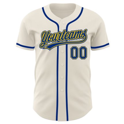 Personalized Royal Gold Baseball Jersey - Custom Cream Jersey for Adults Personalized Cream Royal-Gold Baseball Jersey 4