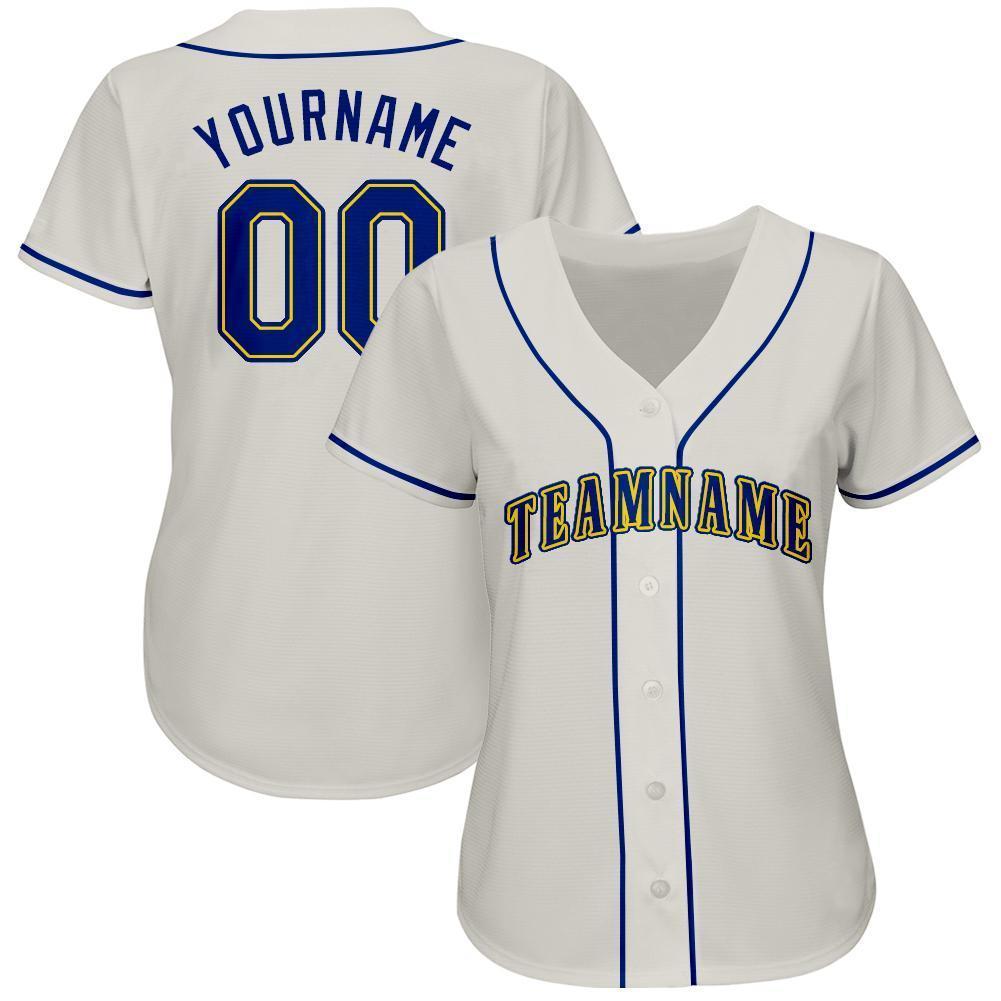Personalized Gold Cream Baseball Jersey for Men and Women - Custom Team Apparel Personalized Cream Royal-Gold Baseball Jersey