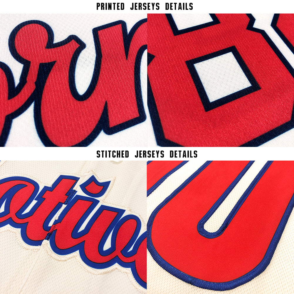 Personalized Cream Royal-Gold Baseball Jersey Team Custom Name and Number Custom Name and Number Personalized Royal-Gold Baseball Jersey - Team Apparel Personalized Cream Royal-Gold Baseball Jersey - Image 5