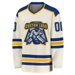 Personalized Royal Gold Hockey Jersey Cream - Custom Team Jersey 2 Personalized Cream Royal-Gold Hockey Jersey 2