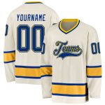 Personalized Royal-Gold Hockey Jersey - Custom Cream Team Jersey for Fans Personalized Cream Royal-Gold Hockey Jersey