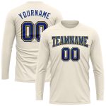 Personalized Royal Gold Long Sleeve Performance T-Shirt in Cream Color Personalized Cream Royal-Gold Long Sleeve Performance