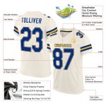 Custom Cream and Gold Football Jersey - Personalized Royal Mesh Sportswear Personalized Cream Royal-Gold Mesh Football Jersey
