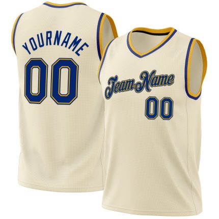 Personalized Royal Gold Cream Basketball Jersey 2 - Custom Throwback Design Personalized Cream Royal-Gold Throwback Basketball