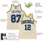 Personalized Royal Gold Throwback Basketball Jersey - Custom Cream Edition Personalized Cream Royal-Gold Throwback Basketball