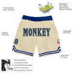 Personalized Cream Royal Gold Basketball Shorts for Men - Throwback Style Personalized Cream Royal-Gold Throwback Basketball