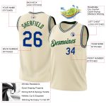 Personalized Royal Green Basketball Jersey - Cream Throwback Style Personalized Cream Royal-Green Throwback Basketball Jersey