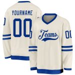 Personalized Royal Hockey Jersey - Customizable Cream Team Sportswear Personalized Cream Royal Hockey Jersey