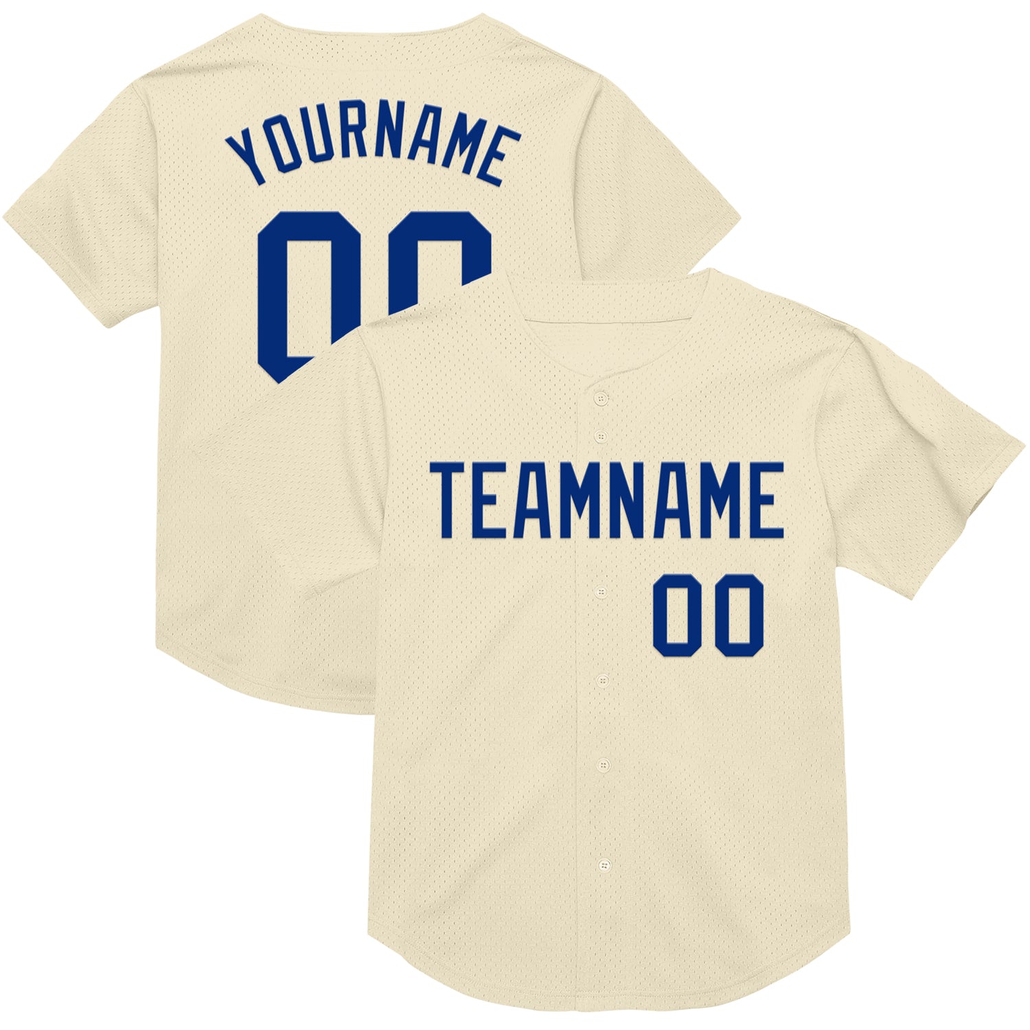 Custom Cream Royal Mesh Baseball Jersey - Authentic Throwback Design Personalized Cream Royal Mesh Authentic Throwback Baseball