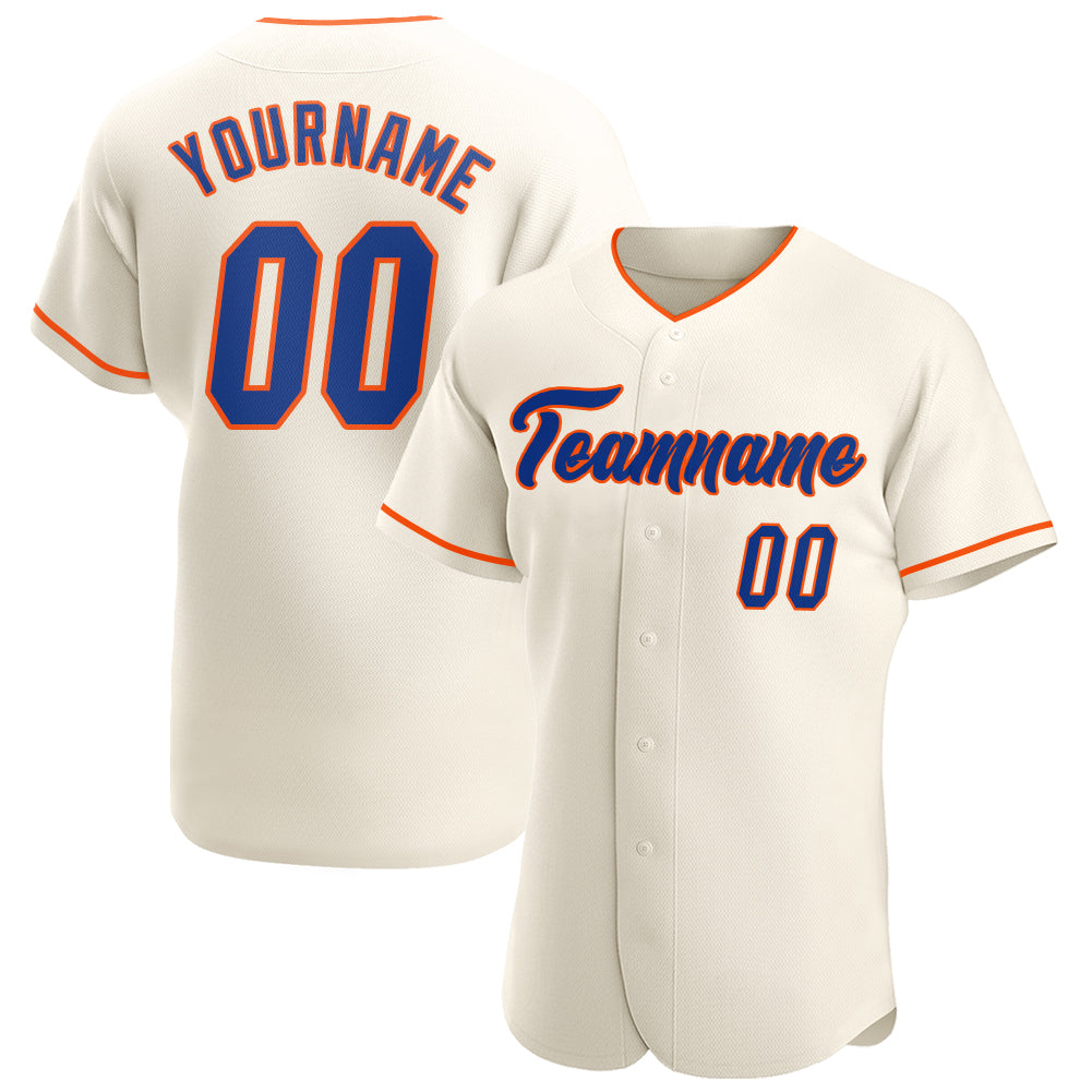 Custom Name and Number Baseball Jersey - Personalized Cream Royal-Orange Authentic Sports Apparel Personalized Cream Royal-Orange