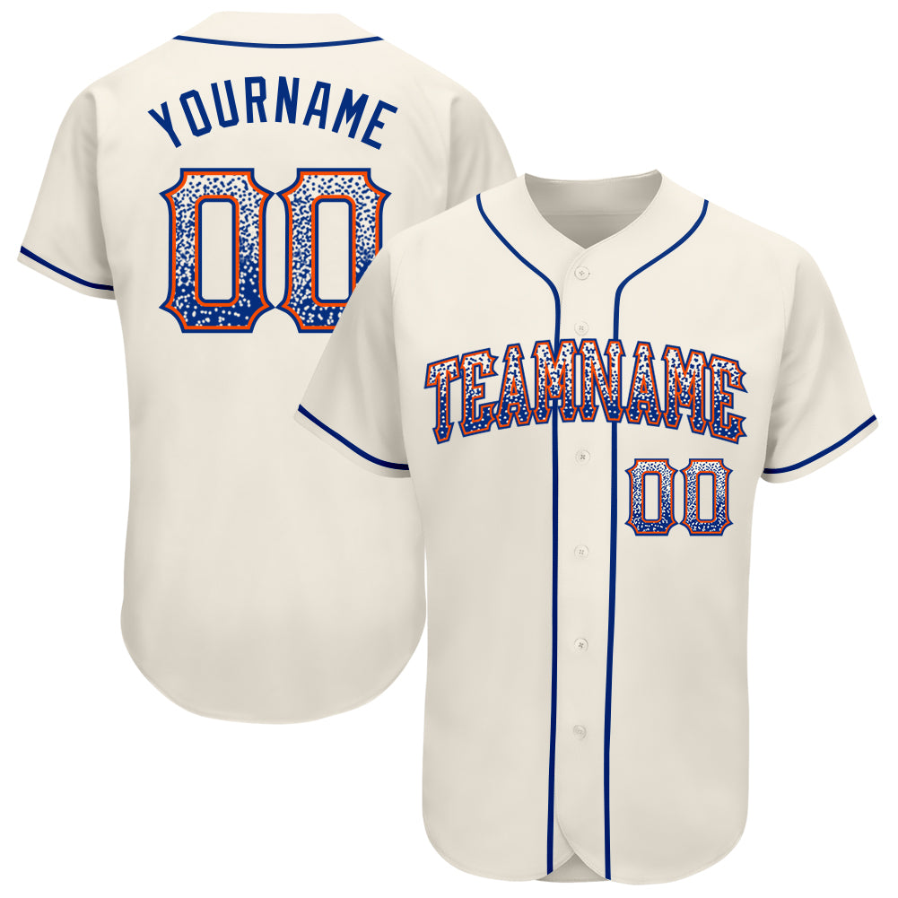 Custom Name and Number Personalized Royal-Orange Baseball Jersey - Authentic Drift Fashion Team Apparel Personalized Cream