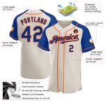 Custom Name and Number Personalized Royal-Orange Baseball Jersey - Authentic Cream Raglan Sleeves Team Apparel Personalized