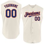 Personalized Authentic Sleeveless Baseball Jersey in Cream and Royal Orange Personalized Cream Royal-Orange Authentic Sleeveless