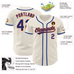 Personalized Royal-Orange Baseball Jersey - Custom Cream Style, Size 2 Personalized Cream Royal-Orange Baseball Jersey 2