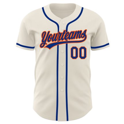 Personalized Royal-Orange Baseball Jersey - Custom Cream Style, Size 2 Personalized Cream Royal-Orange Baseball Jersey 2