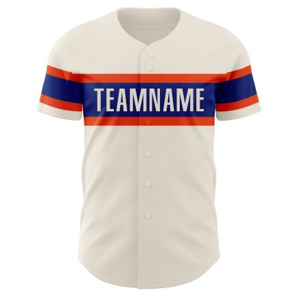 Personalized Cream Orange Baseball Jersey for Adults - Customizable Sportswear Personalized Cream Royal-Orange Baseball Jersey