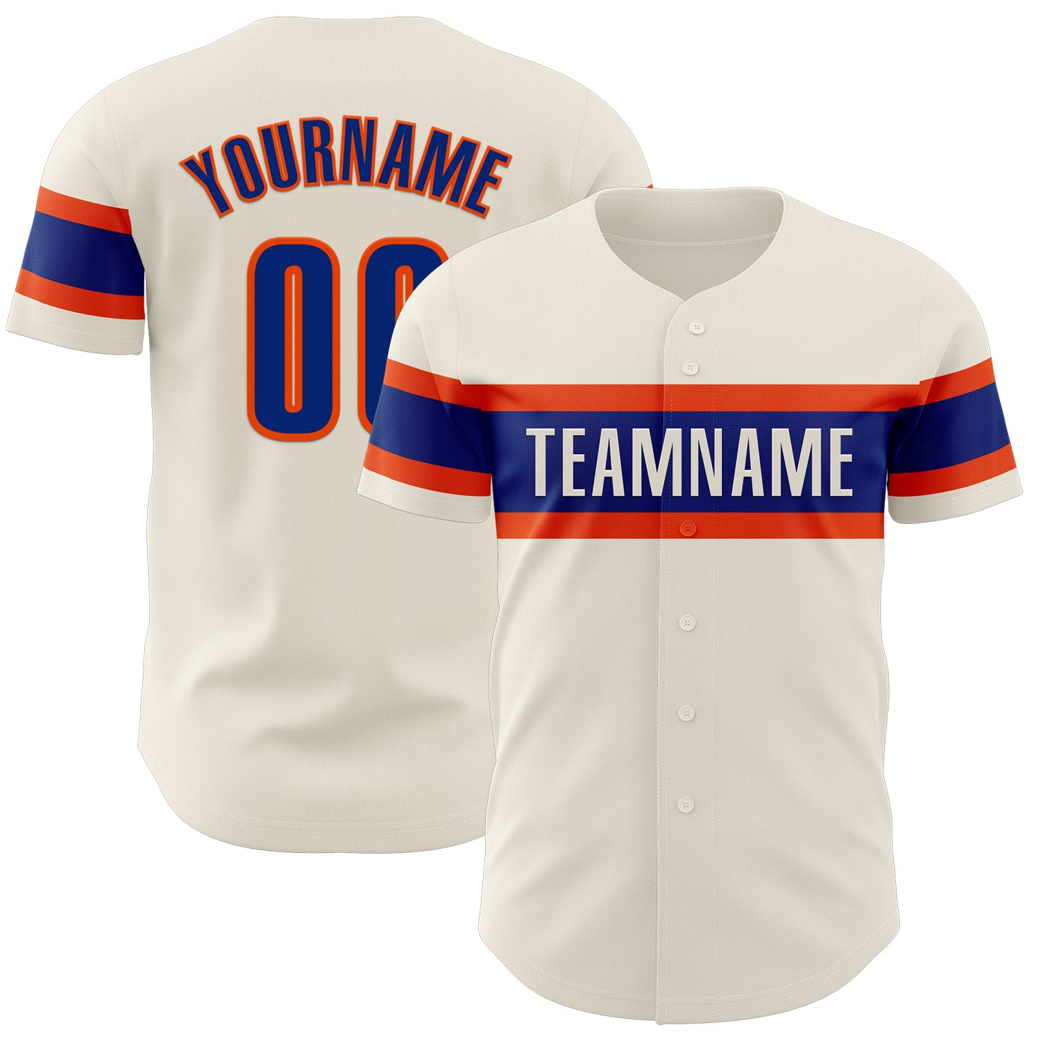 Personalized Cream Orange Baseball Jersey for Adults - Customizable Sportswear Personalized Cream Royal-Orange Baseball Jersey
