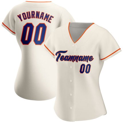 Personalized Royal-Orange Baseball Jersey for Men, Women, Kids - Custom Cream Team Jersey Personalized Cream Royal-Orange