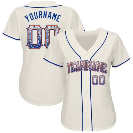 Personalized Cream Royal-Orange Drift Baseball Jersey Fashion Apparel Personalized Cream Royal-Orange Drift Fashion Baseball